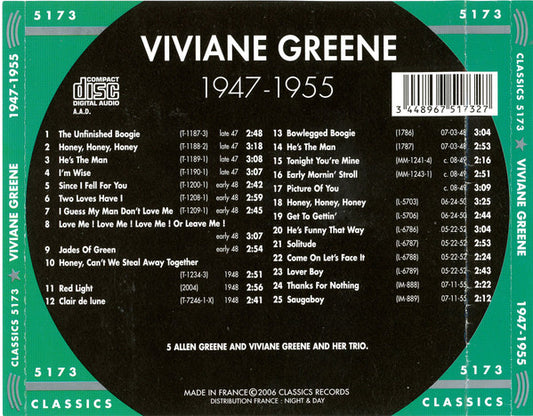 Viviane Greene : The Chronological Viviane Greene 1947-1955 (CD, Comp)