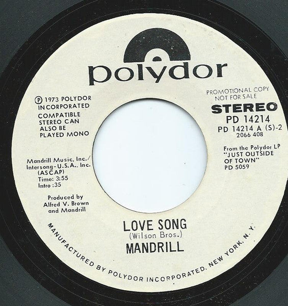 Mandrill : Love Song (7", Promo, Styrene)