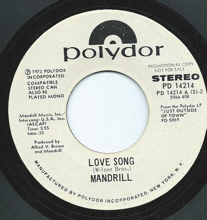 Mandrill : Love Song (7", Promo, Styrene)
