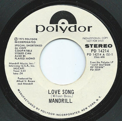 Mandrill : Love Song (7", Promo, Styrene)