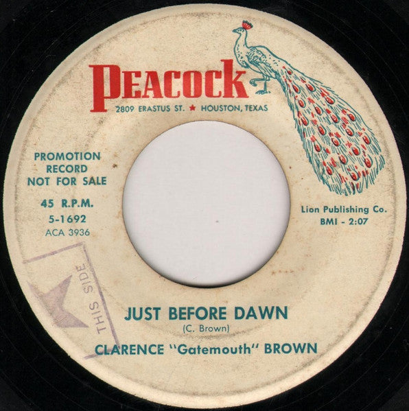 Clarence "Gatemouth" Brown : Just Before Dawn / Swingin' The Gate (7", Promo)