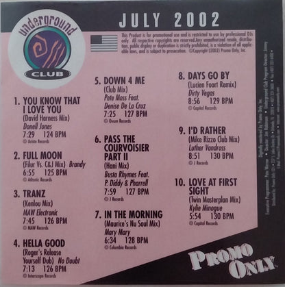 Various : Promo Only Underground Club: July 2002 (CD, Comp, Promo)