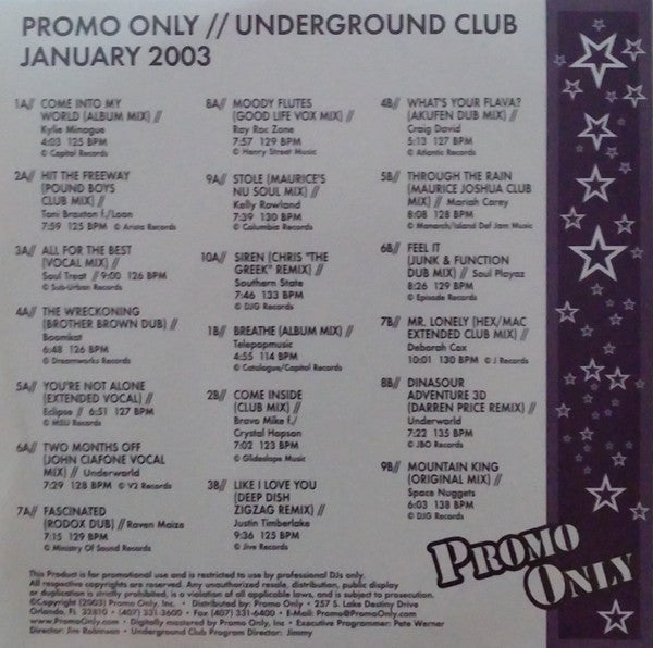 Various : Promo Only Underground Club: January 2003 (2xCD, Comp, Promo)