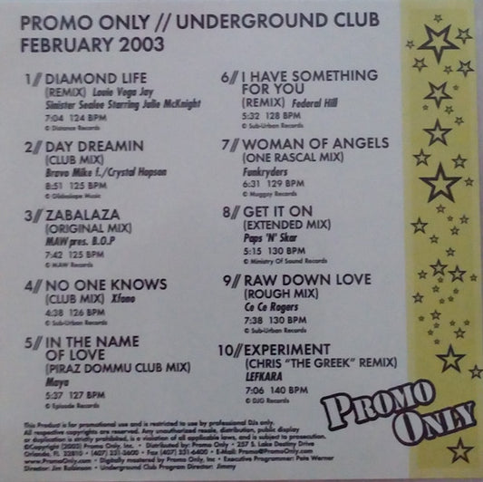 Various : Promo Only Underground Club: February 2003 (CD, Comp, Promo)