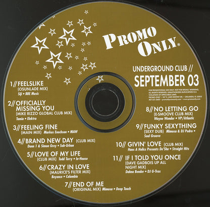 Various : Promo Only Underground Club: September 2003 (CD, Comp, Promo)