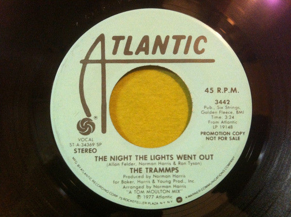 The Trammps : The Night The Lights Went Out  (7", Single, Mono, Promo, SP)
