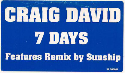 Craig David : 7 Days (12", Promo)