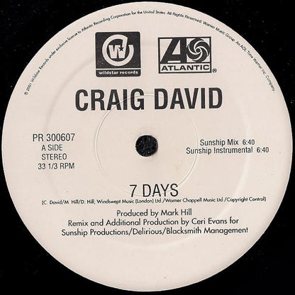 Craig David : 7 Days (12", Promo)