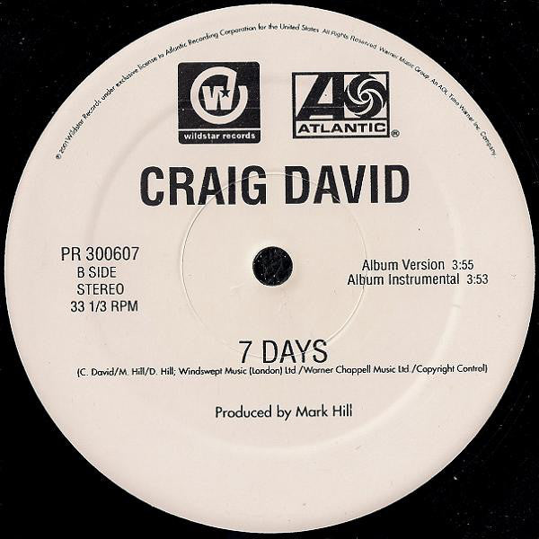 Craig David : 7 Days (12", Promo)