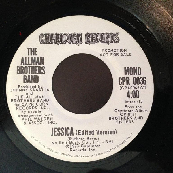 The Allman Brothers Band : Jessica (Promo) (7", Single, Mono, Promo)