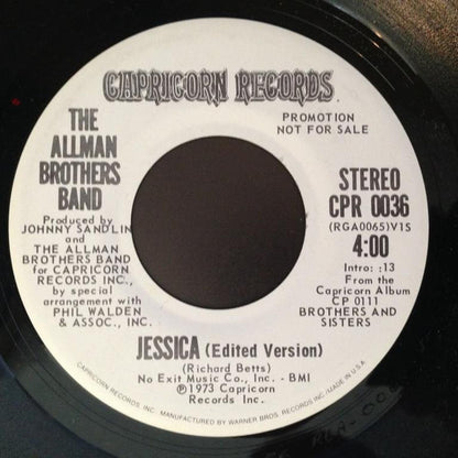 The Allman Brothers Band : Jessica (Promo) (7", Single, Mono, Promo)