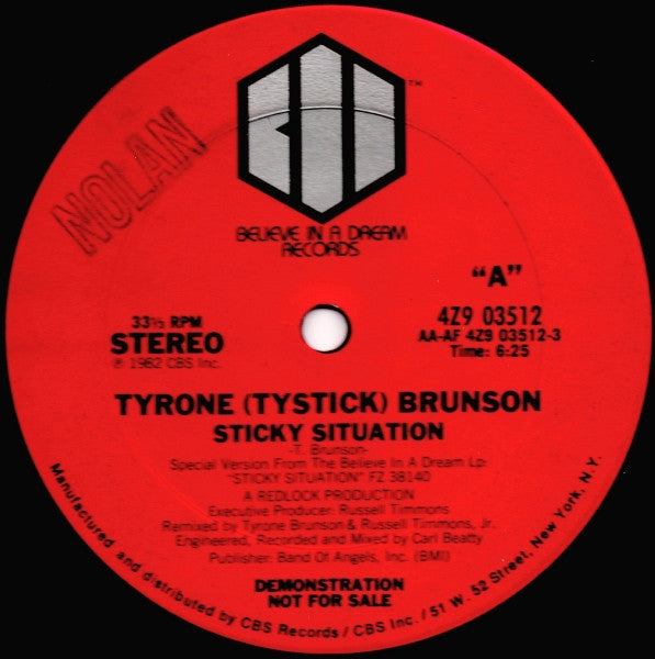 Tyrone Brunson : Sticky Situation (12", Promo)