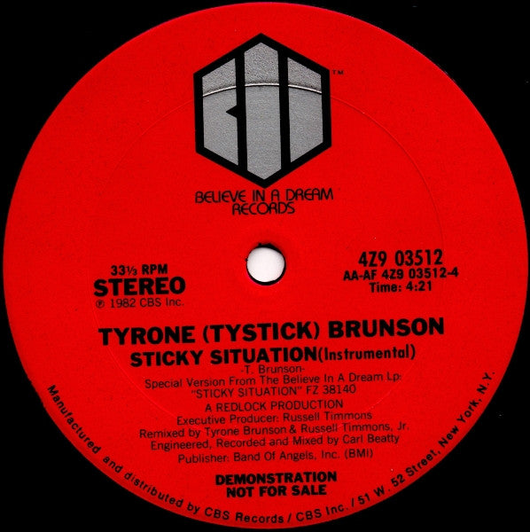 Tyrone Brunson : Sticky Situation (12", Promo)