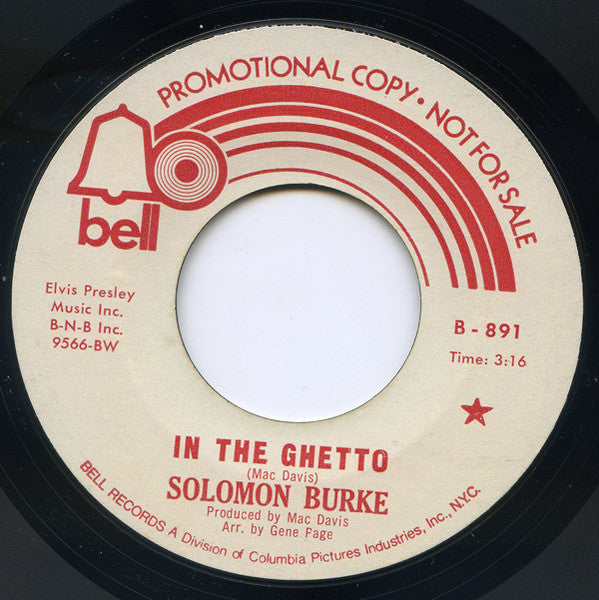 Solomon Burke : In The Ghetto / God Knows I Love You (7", Promo, Styrene)