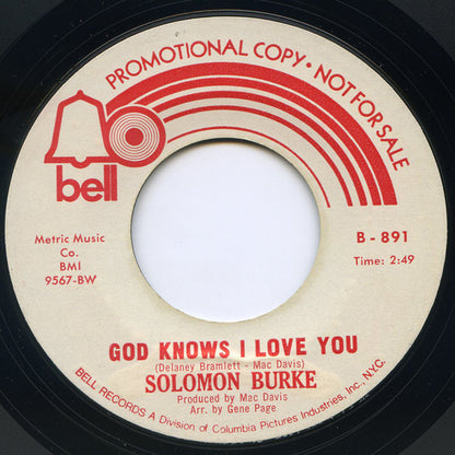 Solomon Burke : In The Ghetto / God Knows I Love You (7", Promo, Styrene)
