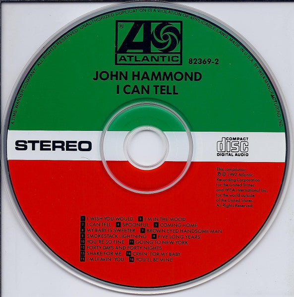 John Paul Hammond : I Can Tell (CD, Album, RE, RM)
