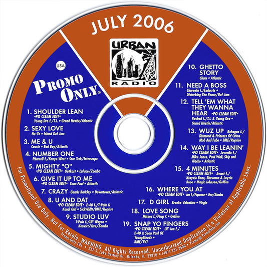 Various : Promo Only Urban Radio July 2006 (CD, Comp, Promo)