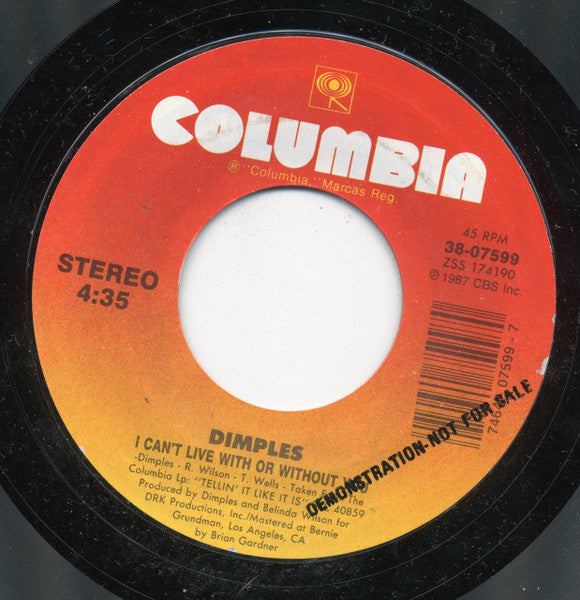 Richard 'Dimples' Fields : I Can't Live With Or Without You / Dog Or Hog? (7", Single, Styrene)