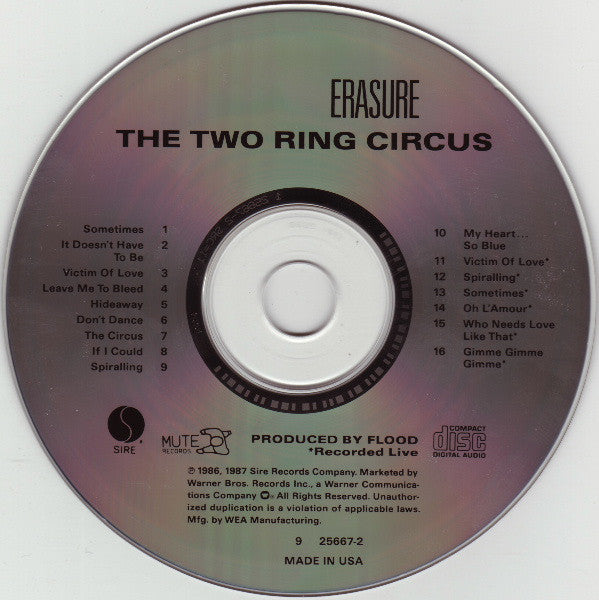 Erasure : The Two Ring Circus (CD, Album, Spe)