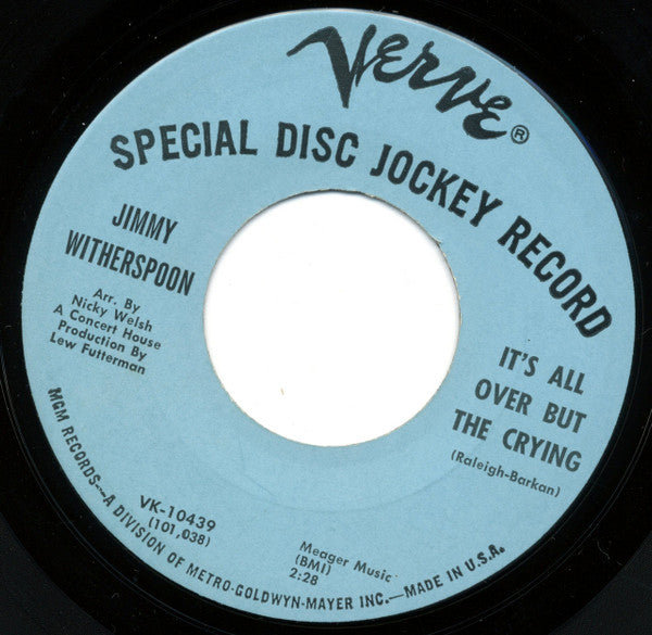 Jimmy Witherspoon : It's All Over But The Crying / My Blue Tears (7", Single, Promo)