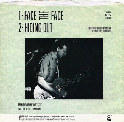 Pete Townshend : Face The Face (7", Single, Promo, Edi)