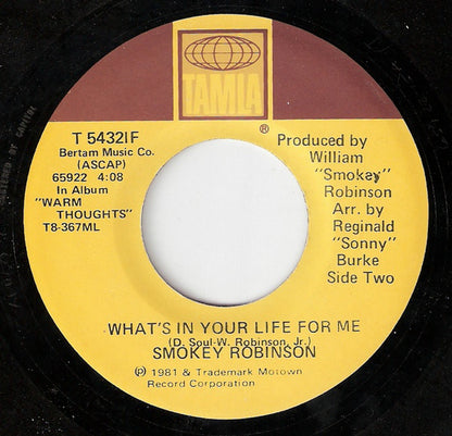Smokey Robinson : Being With You (7", Single)