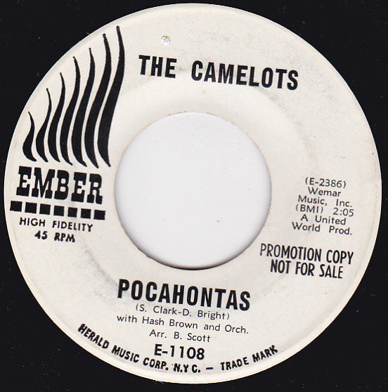The Camelots : Pocahontas / Searchin' For My Baby (7", Single, Promo)