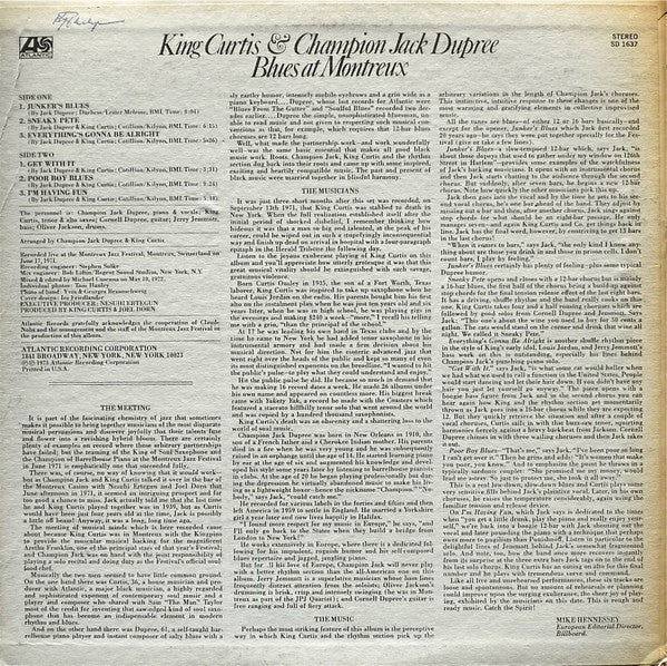 King Curtis & Champion Jack Dupree : Blues At Montreux (LP, Album, PR )
