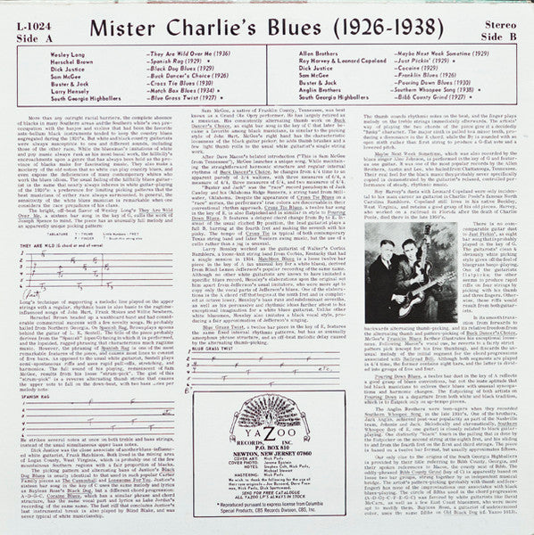 Various : Mister Charlie's Blues (1926-1938) (LP, Comp, RE)