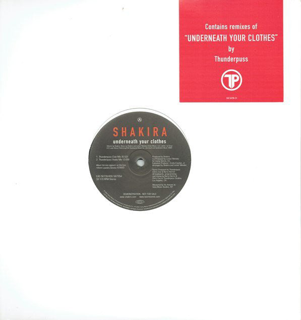 Shakira : Underneath Your Clothes (Thunderpuss Remixes) (12", Promo)