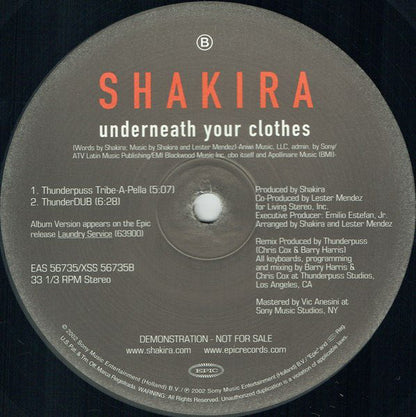Shakira : Underneath Your Clothes (Thunderpuss Remixes) (12", Promo)