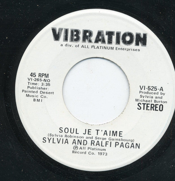 Sylvia Robinson And Ralfi Pagan : Soul Je T'aime (7", Mono, Promo)