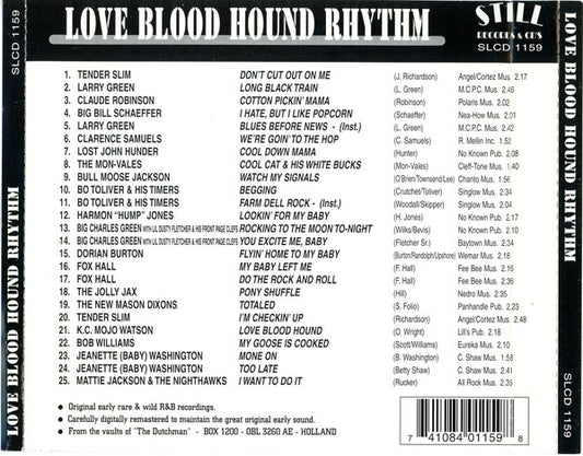 Various : Love Blood Hound Rhythm - Early Rockin' Rhythm & Blues (CD, Comp)
