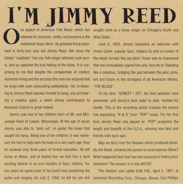 Jimmy Reed : I'm Jimmy Reed (CD, Album, RE)