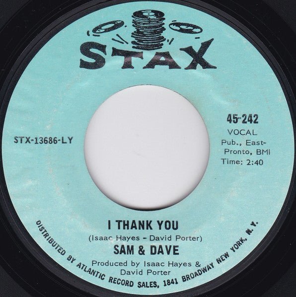 Sam & Dave : I Thank You / Wrap It Up (7", Single, Styrene, LY)