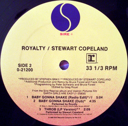 Royalty / Stewart Copeland : Baby Gonna Shake / Throb (12", Maxi)