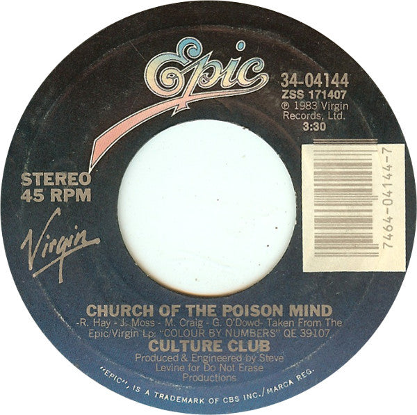 Culture Club : Church Of The Poison Mind (7", Single, Pit)