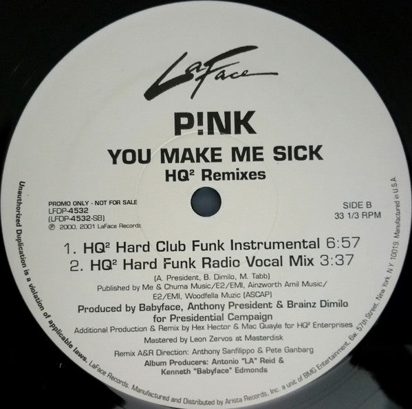 P!NK : You Make Me Sick (HQ² Remixes) (2x12", Single, Promo)