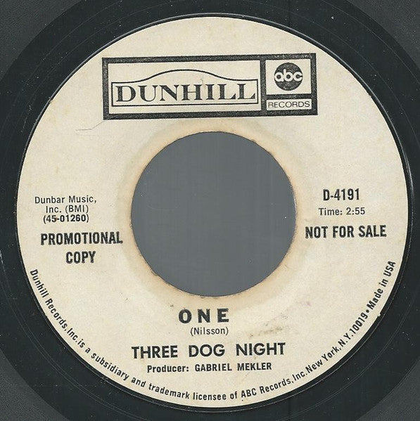 Three Dog Night : One  (7", Promo, Styrene, Mon)