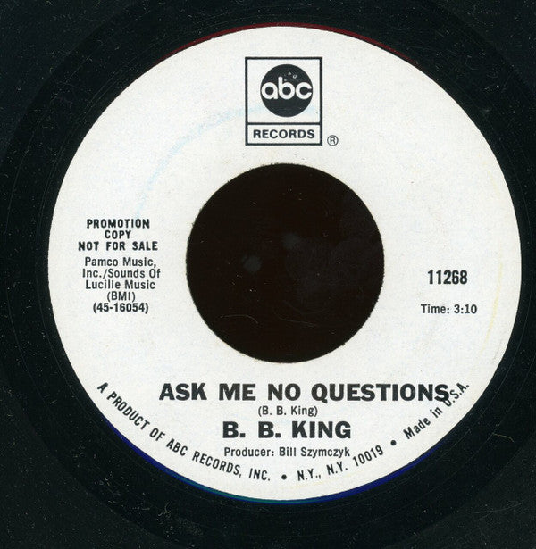 B.B. King : Hummingbird / Ask Me No Questions (7", Single, Promo)