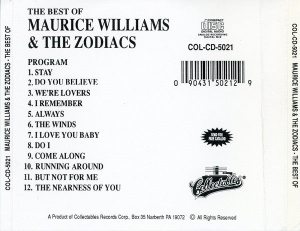 Maurice Williams & The Zodiacs : The Best Of Maurice Williams & The Zodiacs (CD, Comp)