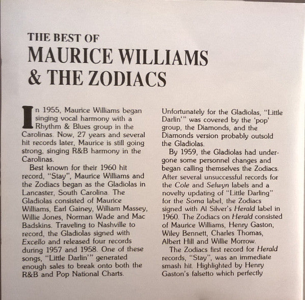 Maurice Williams & The Zodiacs : The Best Of Maurice Williams & The Zodiacs (CD, Comp)