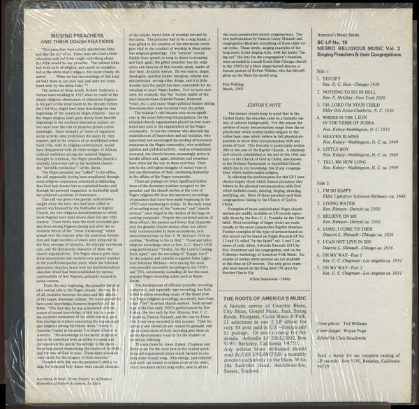 Various : Negro Religious Music Vol. 3 - Singing Preachers And Their Congregations (LP, Comp)