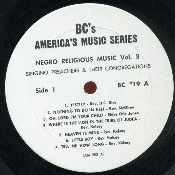 Various : Negro Religious Music Vol. 3 - Singing Preachers And Their Congregations (LP, Comp)
