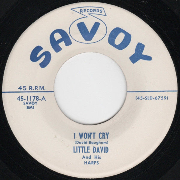 Little David & The Harps : I Won't Cry / You'll Pay (7", Promo)