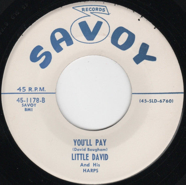 Little David & The Harps : I Won't Cry / You'll Pay (7", Promo)