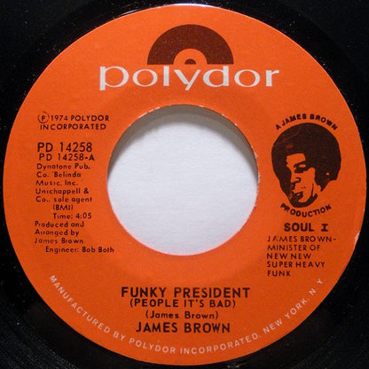 James Brown : Funky President (People It's Bad) (7", Mono, Styrene, Ric)