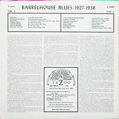 Various : Barrelhouse Blues 1927-1936 (LP, Comp, RE)