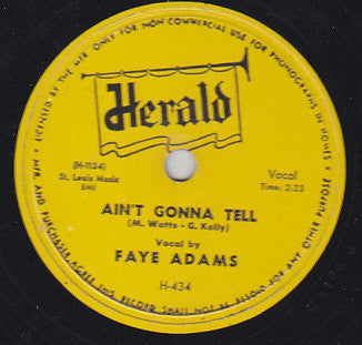 Faye Adams : Ain't Gonna Tell / Hurts Me To My Heart (Shellac, 10", Single)