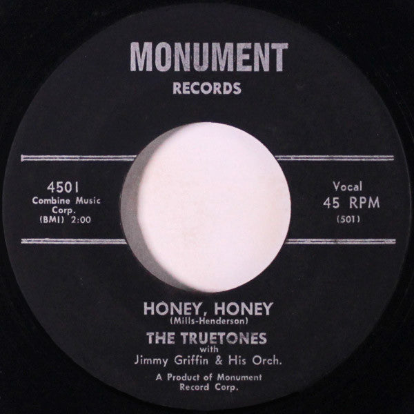 The True Tones With Jimmy Griffin & His Orchestra : Honey, Honey / Whirlwind (7")